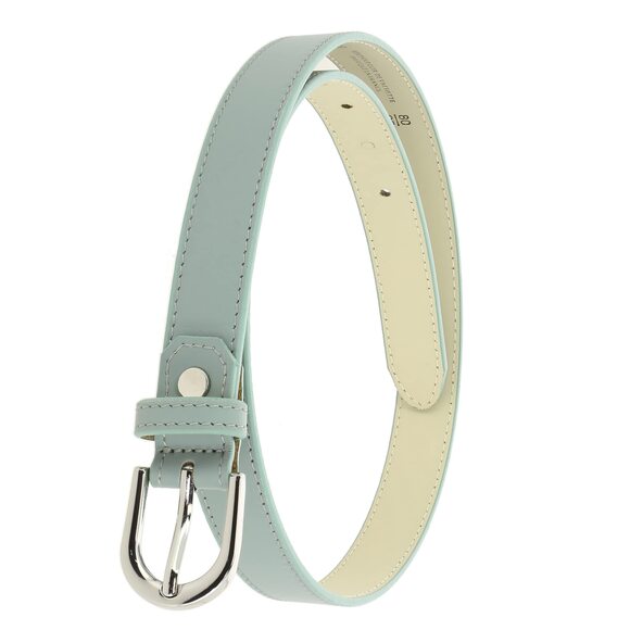4691- Women Genuine Italian Leather Belt Luna, Made In France- Gray Green, main image 9